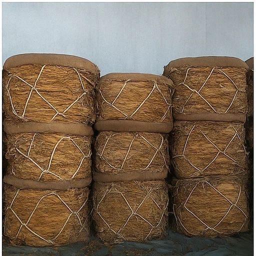 Packed tobacco bales stacked in a warehouse